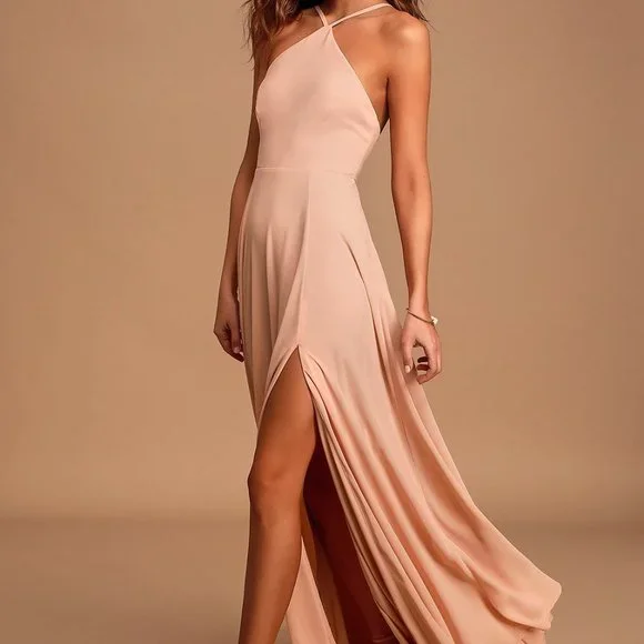 chinese dress ladies Sage Cinched Satin Halter Maxi Dress main image 1